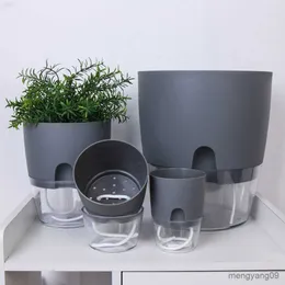 Planters Pots 1Pc 2-Layer Lazy Automatic Watering Flowerpot Sprinkling Fower Pot Automatic Water Container with Cotton Rope Home Garden Decor R230620