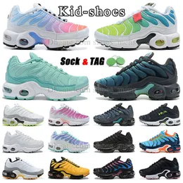 Yeni moda çocuk ayakkabıları TN artı koşu ayakkabıları siyah mavi yeşil pinl beyaz sarı üçlü siyah erkek ve kız çocuk bebek çocuklar ayakkabı büyük boyut 4 çocuk spor ayakkabı eğitmenleri
