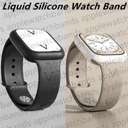 디자이너 Apple Watch Strap Apple Watch Band Ultra Series 용 Iwatch 밴드 8 3 4 5 6 7 38mm 42mm 44mm 49mm 고급 스포츠 액체 실리콘 AP watchbands armband smart straps