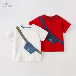 TシャツDave Bella Summer Children's Shortleeved Tops赤ちゃんの寛大な綿服子供服DB2235592 230619