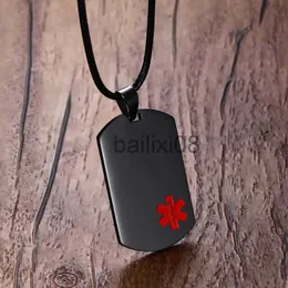 Pendant Necklaces Mens Neckles Stainless Steel Medical Alert ID Dog tag Pendant Neckle in Blk Unisex Fashion Jewelry Free Engraving J230620