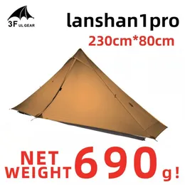 الخيام والملاجئ 3F UL GEAR LANSHAN 1 Pro Outdoor Tent 1 شخص 3-4 موسم للموسم المشي لمسافات طويلة في التخييم المحترف 20D Rodless Tent 230619