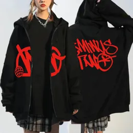 Moletons masculinos Minus Two Gothic Street Hip Hop Zipper Cardigan Hoodie Oversized Harajuku Letter Printing Fashion Fleece Sweatshirt Jacket Y2k Women Clothing