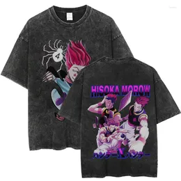 Herren T-Shirts X Hisoka Morow Anime T-Shirt Harajuku Hip-Hop Streetwear Mann Frau Baumwolle Gewaschene T-Shirts Kurze Ärmel Tops T-Shirt