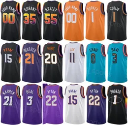 Ekran Baskı Basketbol Devin Booker Jersey 1 DeAndre Ayton 22 Bradley Beal 3 Jock Landale 11 Kevin Durant 35 TJ Warren 21 Darius Bazley 55 Torrey Craig 0 Takım Erkek Çocuklar Çocuklar