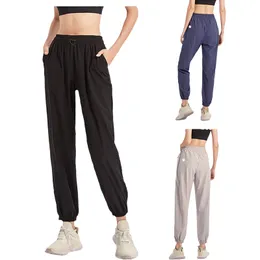 Lu Yoga Outfit Frauen Jogging Neunte Tasche Fitness Leggings Weiche Hohe Taille Hip Lift Elastische Casual Hosen