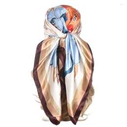 Szaliki kwiaty kwadratowy szalik Kobiety jedwabny szyjka żeńska fabustka na głowę smacz faulard carre soie opaski do włosów satynowe hidżab bandana