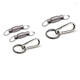 Keychains 3Pcs Quick Release Keychain Titanium Swivel Clip 360-Degree Rotation With Carabiner And Keyrings