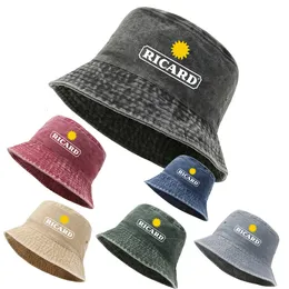 Breda brimhattar hink tvättade denim Ricard Bob Bucket Hats Män unisex Cowboy Bobs 230620