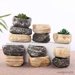 Doniczki Kreatywny ceramiczny kamień Kamień kwiatowy dom Bonsai Cactus Slanter garnki soczyste rośliny kwiatowe dekoracja balkonowa R230620