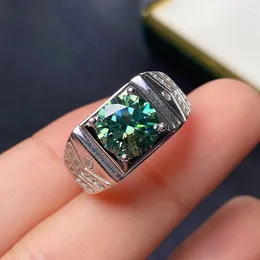 Cluster Ringe Schmuck Luxuriöser 9mm 3ct Moissanit Ring für Mann 925 Silber Geschenk