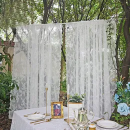 Perde 1pc Katı Beyaz Dantel Pencere Perdeler Oturma Odası Balkon Yatak Odası Modern Tül Voil Organza Kumaş Drapes 230619