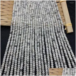 Other Beads Natural Round White Turquoise Beaded Spaced Loose Stone Exquisite Gemstone Earring For Jewelry Making Diy Bracelet Drop D Dhvrs