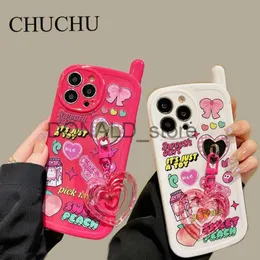 Mobiltelefonfälle 3D-Telefon-Cartoon-niedliches Mädchen-Liebes-Herz-Schlüsselanhänger-Soft-Hülle für iPhone 14 Pro Max 13 12 11 XR X XS 7 8 Plus SE 2022 Candy Cover J230620