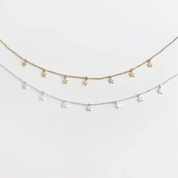 Pendant Necklaces Star Choker Jewelry Disc Coin Handmade Simple 14K Gold Plated Sier Delicate Dainty Stars And Bead Chain Chokers Dr Dh7C3