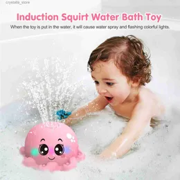 Bebek Banyo Oyuncakları Otomatik Sprey Sprinkler Sevimli Hayvan Ahtapot Yengeç Küvet Oyuncak Led Işık Oyun Oyunu Güvenli Yüksek Kalite L230518