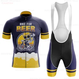 Jersey rowerowe ustawiają wzór piwa Ubranie Summer Set Antiuv Set Oddychany Sport Racing Sport Ciclismo Mountain Bike 230620