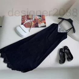 Abiti casual di base designer Summer New Chest Triangle Decoration Contrast Panel Lace Strap Dress for Women 5ZQ1