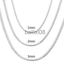 Pendant Necklaces 40-75cm 925 Sterling Silver 1MM/2MM/3MM solid Snake Chain Neckle For Men Women Fashion Jewelry for pendant free shipping J230620