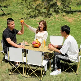 Portable Outdoor Camping Folding Carbon Steel Egg Roll Table Travel BQQ Square Picnic Desk