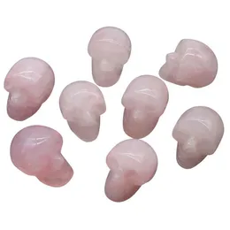 Loose Gemstones 2M Natural Rose Quartz Skl Head Decor Statue Hand Carved Polished Gemstone Human Figurine Pocket Reiki Heal Dhuiq