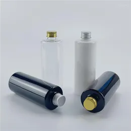 Lagringsflaskor svartvit 300 ml x 20 tom påfyllningsbar plast med aluminiumskruvkappkropp kosmetika resor små toner oljebehållare