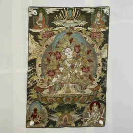 Gratis leverans Kina Utarbetad silkbroderi LuckBodhisattva Buddhageomantic Thangka Målning Mural Hushållsdekoration#25 L230620