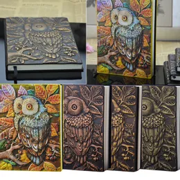 Notepads 3d خمر من الجلد المنقذ البومة الطباعة مذكرات السفر A5-Notebook هدايا Notepad 1PCS BOOK 230620