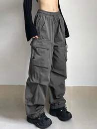 Kvinnors byxor S Houzhou Harajuku överdimensionerade lastfallskärm Kvinnor Streetwear Vintage Y2K Hip Hop Wide Leg Joggers Baggy Sweatpants Techwear 230619