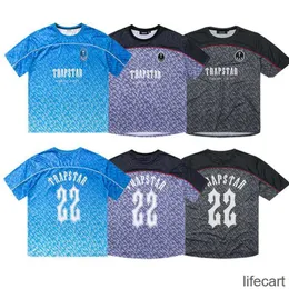 Camisetas masculinas Jersey de futebol TRAPSTAR Designer de camisa mash Mesh de manga curta Blue No.22 Sportswear T-shirt lazer Trend Street Fashion Arn2s