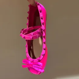 Wholesale Garavani Rockstud Satin Ballerina Ballet Shoes Pink Nail ...