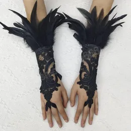 Tüy nakış dantel eldiven gotik punk punk dantel parmaksız eldiven bileziği kadınlar için cadılar bayramı bileklik parti sahne