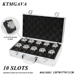 Watch Boxes Cases 10 Slots Watch Storage Box Aluminum Alloy Useful Jewelry Wrist Watches Holder Display Box Watch Holder Box Organizer Toolbox 230619