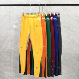 23SS Autumn Winter USA malowanie patchwork bawełniane spodnie spodnie graffiti Bell Bottoms swobodne flary dresowe dres men jogger szczupły dopasowanie