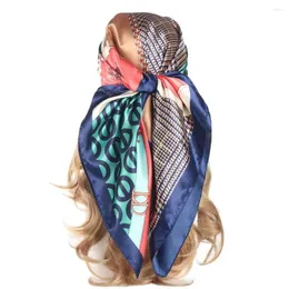 Halsdukar silkes halsduk kvinnor lyxiga huvudduk vår sommar mode bröllop present hårtillbehör foulard pour cheveux hijab 90 90 cm