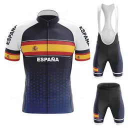 Езда на велосипеде Джерси устанавливает команда Mens Summer Испания, набор дышащих гонок Sport MTB Bicycle Clothing Mallot ciclismo hombre 230620