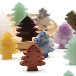 Anhänger Halsketten Heilung Kristallsteine Mini Weihnachtsbaum Schreibtisch Ornament Taschenstein Home Office Dekoration Drop Lieferung Schmuck Dhrgq