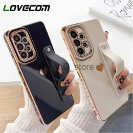 Корпуса сотового телефона роскошное покрытие Стороны Love Heart Case для Samsung Galaxy S23 S22 Ultra S20 FE S21 плюс A52 A53 A23 A14 A12 A13 Крышка на запястье J230620 J230620