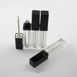 7ml Square Shape Lip Gloss Tube Empty Cosmetic Bottle Clear Lip Gloss Tubes Containers Bottle With Black Brush F2200 Egevn