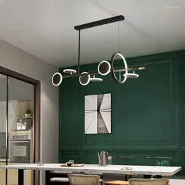 Hängslampor Creative LED -lampa svart kropp 3 färgtemperatur dimning ljuskrona för matsal kök barbutik