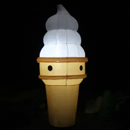 6mH(20ft)Outdoor giant inflatable ice cream cone with led lights for shop advertisement printable