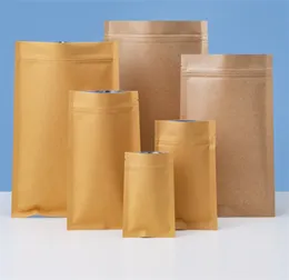 أحجام مختلفة Kraft Paper MyLar Storage Bag Stand Up Aluminium Foil Tea Biscuit Package Pouch Free Ship JL1254