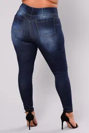 Kvinnors jeans 2023 Kvinnors plus storlek Hög midja Casual Skinny Denim Fat Mom L-5xl Kvalitet