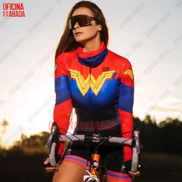 Cykeltröja sätter Oda Women Sports Suit Female Little Monkey Equipment Jumpsuit Summer Long Sleeve Breattable Sunscreen Triathlon 230619