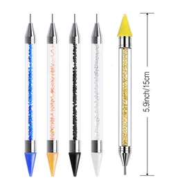 Doting Tools Wholesale 100st Diamond Brodery Double Head Point Drill Pen S GEMS Picker Wax Pencil Crystal Handle Nagel Art Tool 230619
