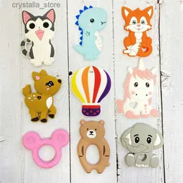 1st Silicone Tinging Pärlor BPA gratis DIY Baby Tinghing Necklace Toy Cartoon Fawn Fox Unicorn Silicone teehter L230518