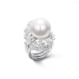 Cluster Rings S925 Silver Sterling Pure Pearl Ring para mulheres Anillos finos De 925 joias Caixa de pedras preciosas naturais