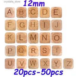 Kovict 12mm Beech Wooden Alphabet Beads 20/50pcs Square English Letter Diy Personalize Name Pacifier Chain Associory Baby Toy L230518