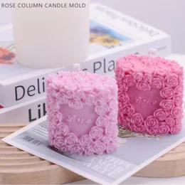 Narzędzia rzemieślnicze Cylinder Rose Flower świeca ręcznie robione mydło 3D cylindryczne silikonowe formy do majsterkowania narzędzie do ciasta kremówki