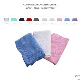 Blankets Wholesale Blanks Heirloom Baby Quilts Cotton Infant Quilted Navy White Ruffle Minky Toddle Babys Gift Born Swaddle Blanket Dhgfj